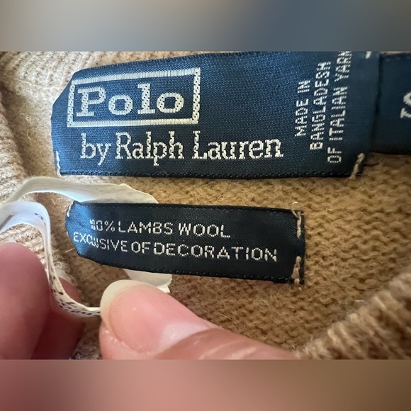 Polo Ralph Lauren super soft 100% lambs wool neutral toned v-neck sweater Size S - Picture 11 of 12